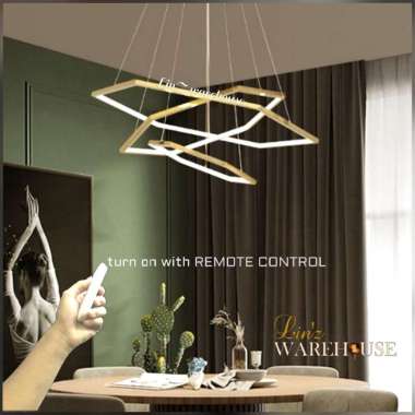 Lampu gantung MODERN HEXAGON LED RING 80 CM REMOTE pendant light