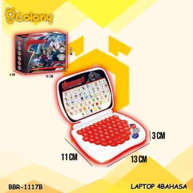 Mainan laptop anak edukasi alat bantu belajar 4 bahasa LED mouse - BBR1118 (LCD)