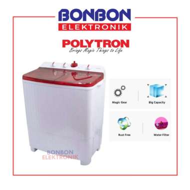 Polytron Mesin Cuci 2 Tabung 9.5KG PWM 951 / PWM951 / 951R - Merah