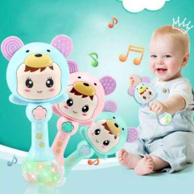 Mainan bayi tongkat ajaib rattle/teether ada musik dan lampu