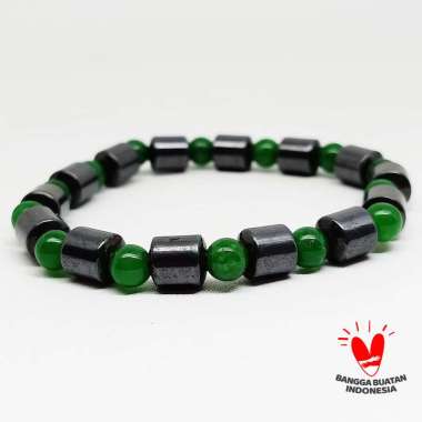 Gelang Batu Giok Asli Cina 6mm Kombinasi Magnet - VeE Bracelet Kesehatan