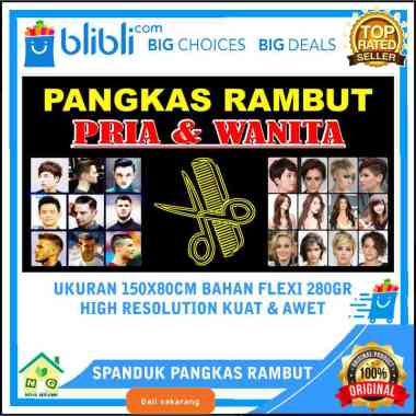 Nasya Gaulcomp Spanduk Pangkas Rambut Pria dan Wanita Banner Potong Rambut Poster Plang Promosi Usah