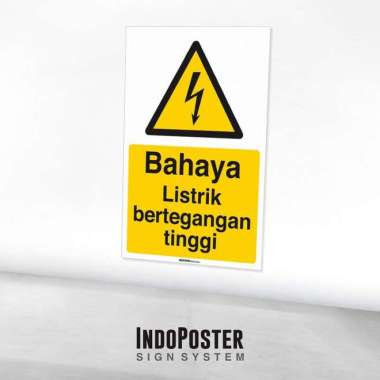 Stiker Safety Sign Rambu K3 ISO Bahaya Listrik Bertegangan Tinggi Ukuran S 30x20 cm