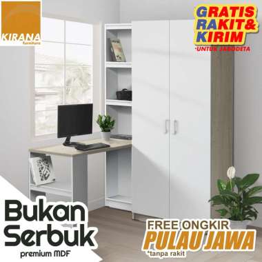 Kirana Lemari Pakaian 2 Pintu dengan Meja Kerja / Meja Belajar Sandiego - WG SC