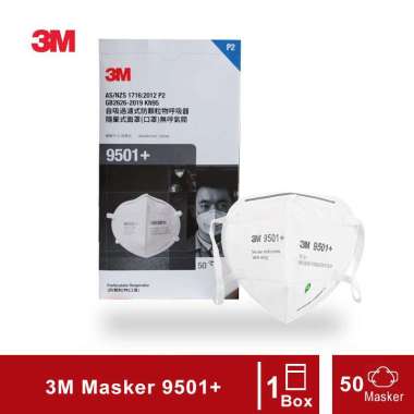 3M 9501+ Masker KN95 Particulate Respirator P95 - 1 Box ( 50 Masker ) Putih