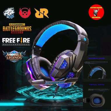 HEADSET GAMING LED STEREO BASS WIRED 3.5 MM BIRU/ HEADSET GAMING RGB/ HEADSET LED/ HEADSET RGB