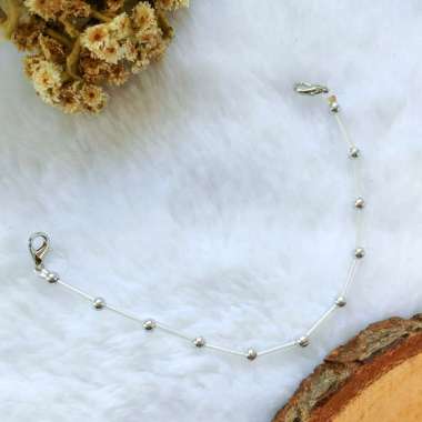 KONEKTOR L - HIJAB KONEKTOR MANIK - PENYAMBUNG MASKER HIJAB l putih manik silver