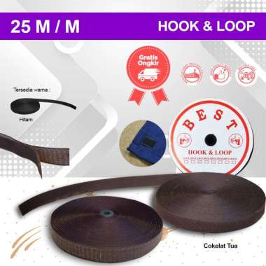 Velcro Tape / Magic Tape: 1 roll (25 mtr Hook + 25 mtr Loop) Hitam