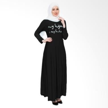 Okechuku Maxi Tangan Panjang Print ... Long Dress Gamis - Hitam