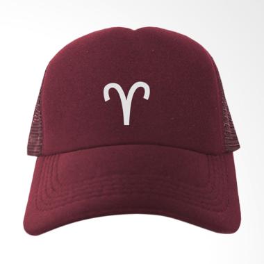 IndoClothing Topi Trucker Zodiak Aries Topi Pria - Maroon