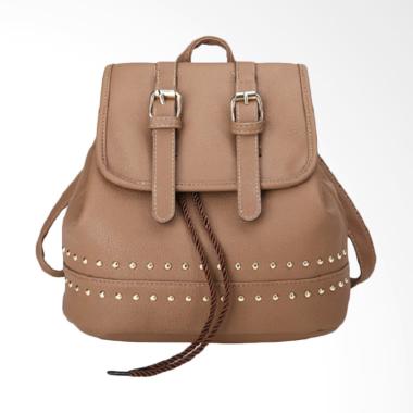 Fashion 0930020566 Knop Serut Tas Ransel Wanita - Mocca