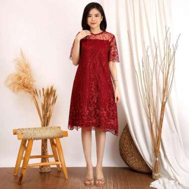 Dress Alea Model Terbaru Brukat Tulle Glitter Tille Premium Brukat Tule Dres Natal Imlek Brokat Maro
