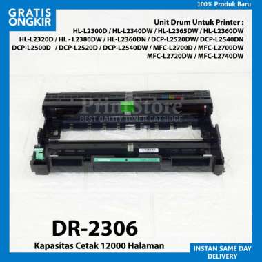 Compatible Drum Unit DR-2306 Untuk Printer Brother DCP-L2540DW/MFC-L2700D/L2700DW L2740DW HITAM
