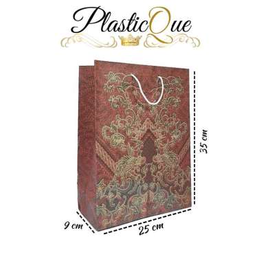 GOODIE BAG 25X35CM 25CM 35CM 9CM PAPER KERTAS KRAFT MOTIF BATIK TAS KADO BUNGKUS TALI SHOPPING CRAFT
