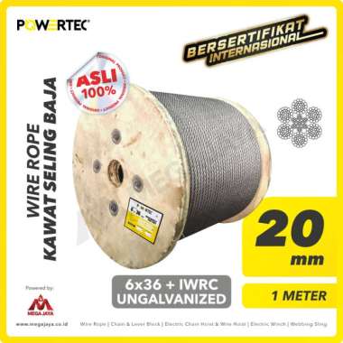 Wire Rope - Kawat Seling Baja 6x36 IWRC 20mm Ungalv POWERTEC - 1 Meter