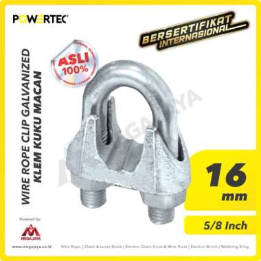Wire Rope Clip - Klem Seling Kuku Macan Galv 16mm - 5-8" POWERTEC