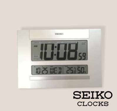 Seiko QHL088W Thermo Calendar Digital Desktop Alarm Clock jam Meja dan Dinding