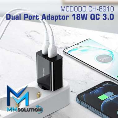 MCDODO CH-8910 Kepala Adaptor Charger Dual USB Output Fast Charge 18W BLACK
