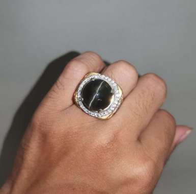 Batu Cincin permata Asli Mata Kucing Hitam Silimanite