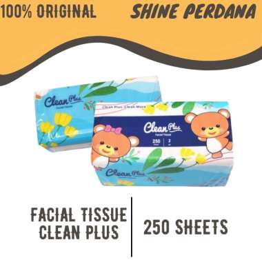 Tisu Tissue Facial Pulp CLEAN PLUS 250 Sheets 2Ply Non Parfumed Soft and Hygienic