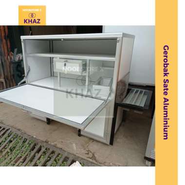 Gerobak Motor Jualan Sate / Etalase Jualan Sate Keliling / Full Aluminium