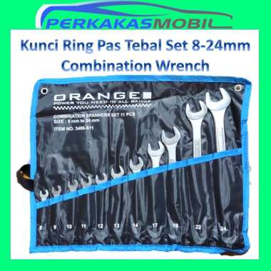 Orange Kunci Ring Pas Set Tebal Murah 11pcs 8-24mm Combination Spanner Set / Combination Wrench