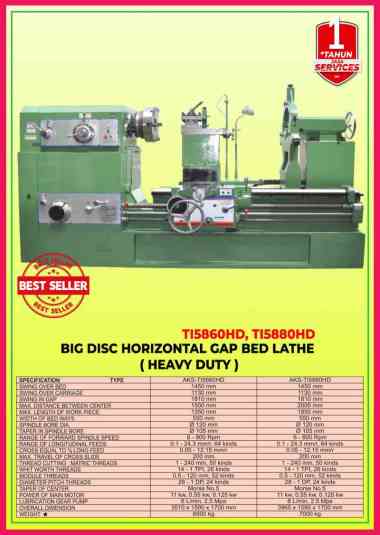 Mesin Bubut Besi Logam 145x200cm Horizontal Gap Bed Lathe Importir - TI5880HD
