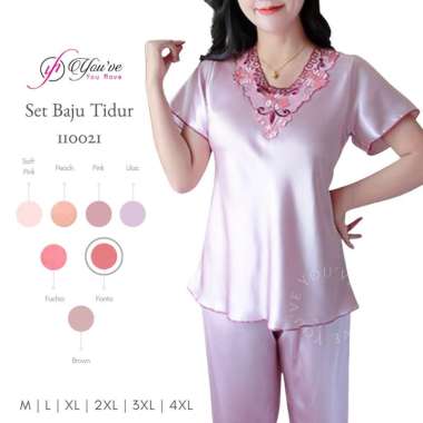 You've (YouHave) Set Baju Tidur Sleepwear Wanita Piyama Wanita Satin 110021 Soft Pink XXL