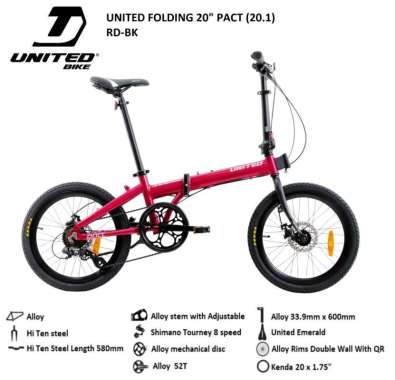 Sepeda Lipat United Pact [20 inch] Red