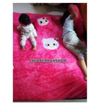 Surpet Kasur Bulu Tebal Karakter  Karpet Bulu Murah Surpet Karakter KITTY PIN