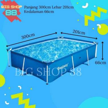 KOLAM RENANG BESTWAY KOLAM RENANG PORTABLE SQUARE FRAME POOL BESTWAY 3 meter ORIGINAL