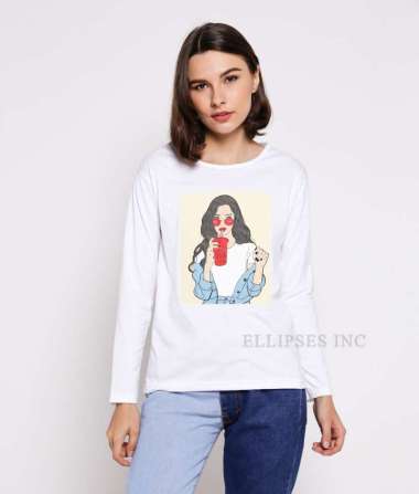 ELLIPSESINC Kaos Oversize Wanita Lengan Panjang Man Tears XL Army