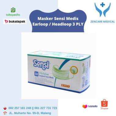 Masker Sensi Medis Earloop / Headloop 3 PLY Sebox Isi 50 PCS Earloop