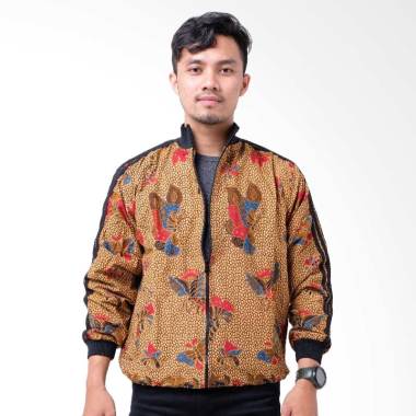 Batik Distro T1245 Kupu Panjang Batik Jaket Pria - Brown