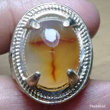 Cincin Batu Akik Sulaiman Motif Gambar Huruf T