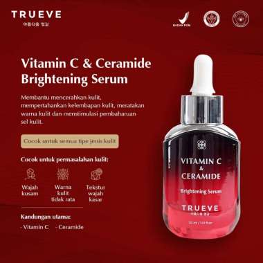 TRUEVE VITAMIN C & CERAMIDE Brightening Serum - Serum Wajah Glowing - Serum Pencerah dan Pelembap Wa