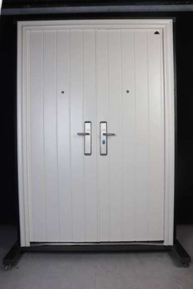 Pintu Baja Fortress JBS Prime Double Utama Rumah Motif Kotak Balok Rubik Putih