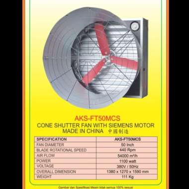 Kipas Exhaust Kandang Unggas Cone Shutter Fan Dinamo SIEMENS 3 Phase - FT50MCS