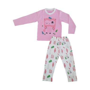 Cutemiel Owl Setelan Piyama Anak Perempuan - White Pink