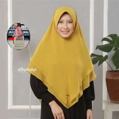 KHIMAR LANCIP ( L ) DUA LAYER CERUTY JILBAB INSTAN By elhasna MERAH BATA