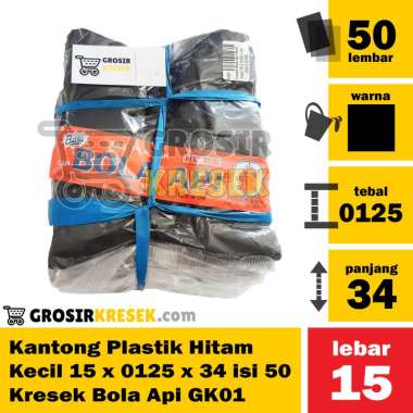 Kantong Plastik Hitam Kecil 15 x 0125 x 34 isi 50 Kresek Bola Api GK01 Hitam
