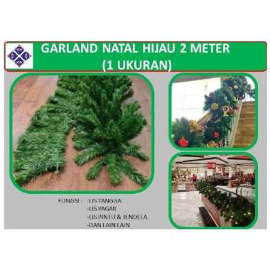 Garland Natal 2 Meter - Hijau Polos