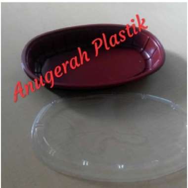 Mika Bento Polos Oval Red Black + Tutup HARGA 1 ROLL ISI 50 PCS