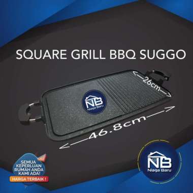 Suggo Square Multi Grill Pan BBQ Teflon 2 In 1 Alat Bakar Sate Daging