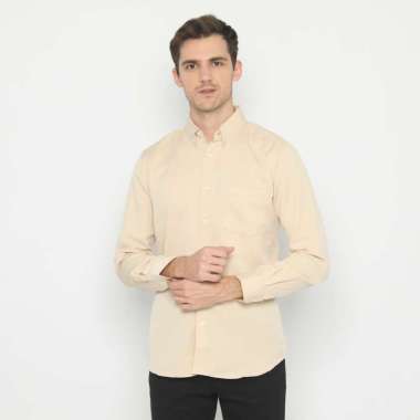 Platini Kemeja Polos Lengan Panjang Cream Polinosic 66118 M