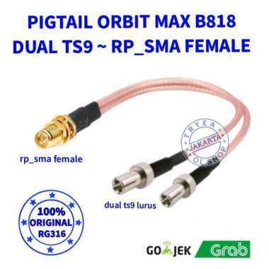 PIGTAIL ORBIT MAX B818 DUAL TS9 RP_SMA FEMALE RG316 ORIGINAL 100 % Multicolor