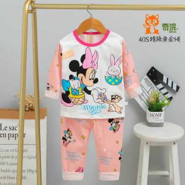 LARISWEAR BAJU TIDUR PIYAMA ANAK KECIL BAYI PEREMPUAN CEWEK IMPORT PREMIUM KARAKTER LUCU MOTIF MINNI
