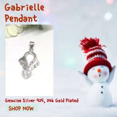 BCL329 PERHIASAN KALUNG LIONTIN GABRIELLE PERAK SILVER 925 LAPIS EMAS PUTIH ASLI ORIGINAL LIONTIN SA