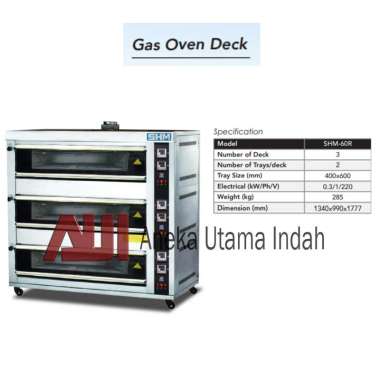 SHM SHM-60R Gas Baking Oven Oven Gas Pemanggang Roti 3 Deck 6 Tray