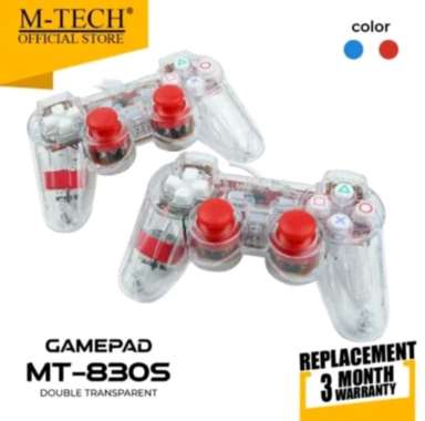 M-Tech Original Gamepad Stick PC Laptop PS Double Getar Tranparan